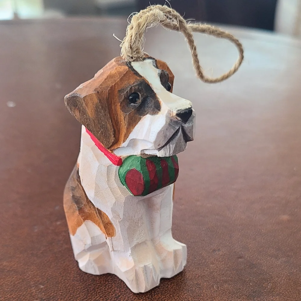Saint Bernard wood handpainted ornament